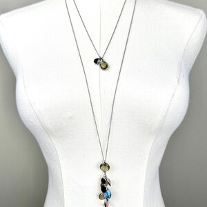 Elegant Multi-Color and silver disc Pendant Necklace set